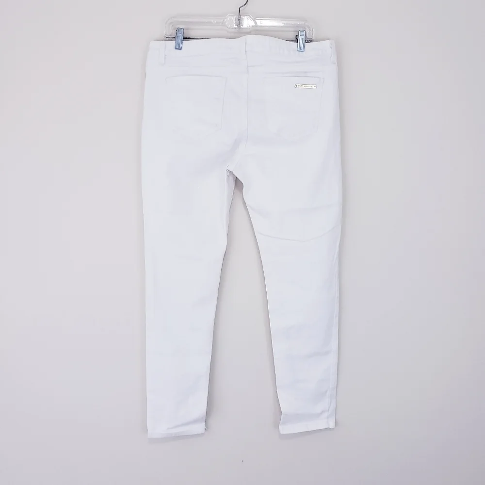 Michael Kors Selma Skinny Jeans White Mid Rise Gold Hardware Size 12 Classy